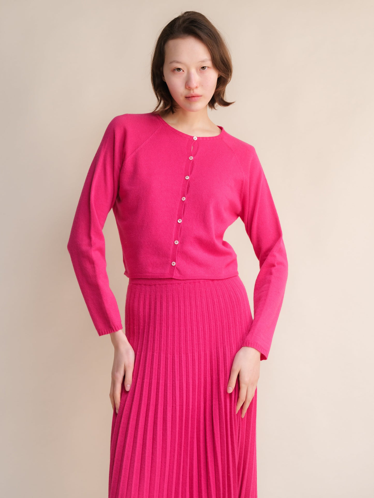 Cashmere Mix Cropped Cardigan (3D-Knit)