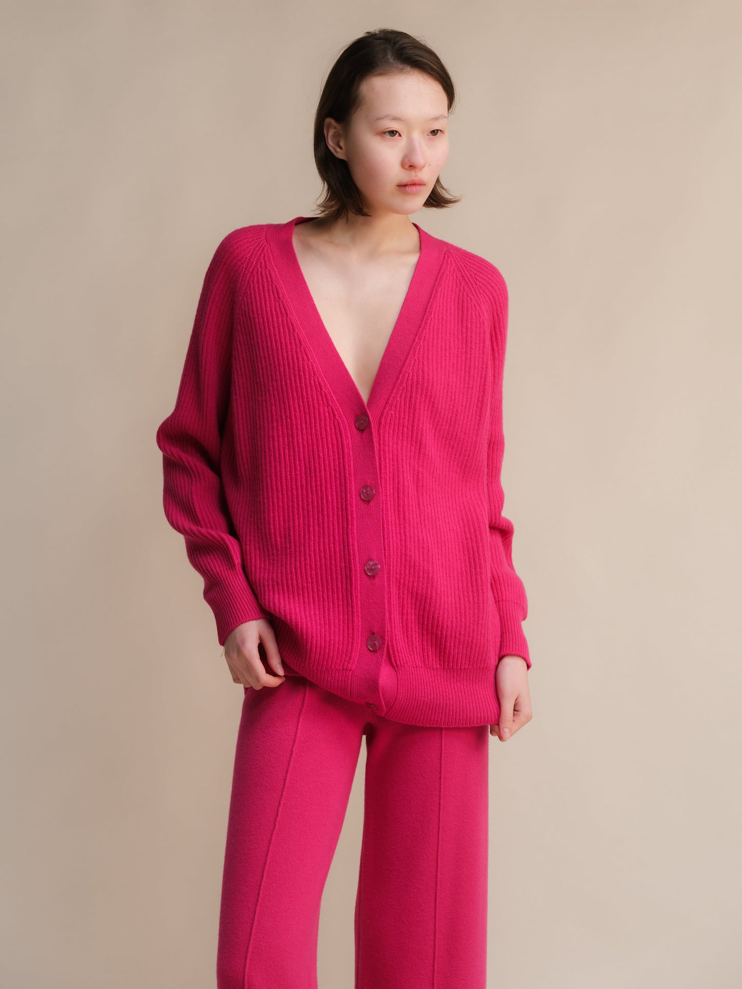 Cashmere Mix Long Ribbed Cardigan