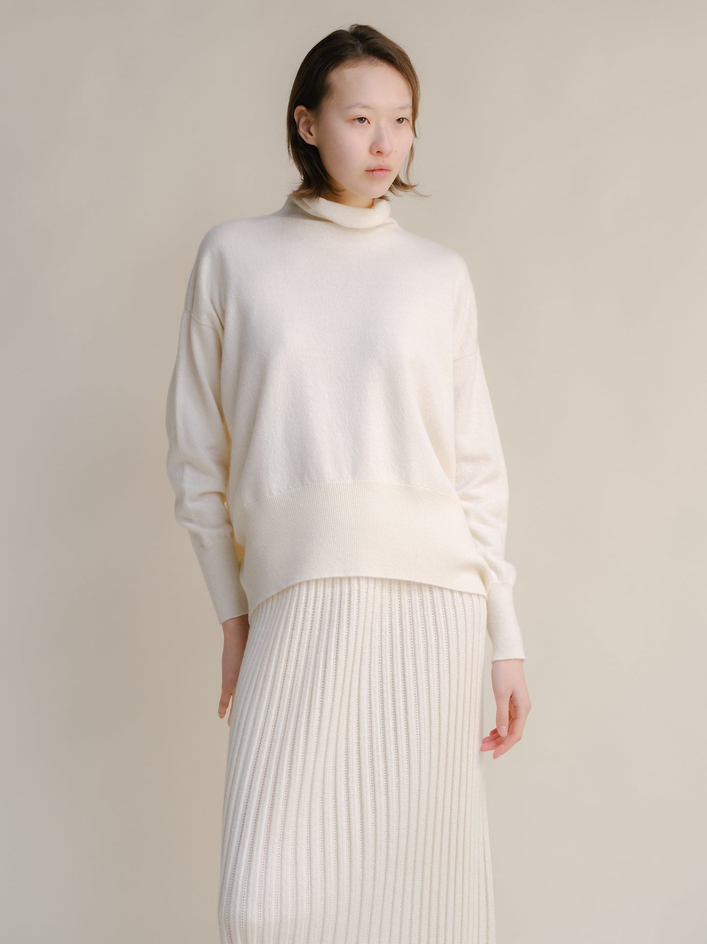 Cashmere Mix Maxi Turtleneck Sweater (3D-Knit)