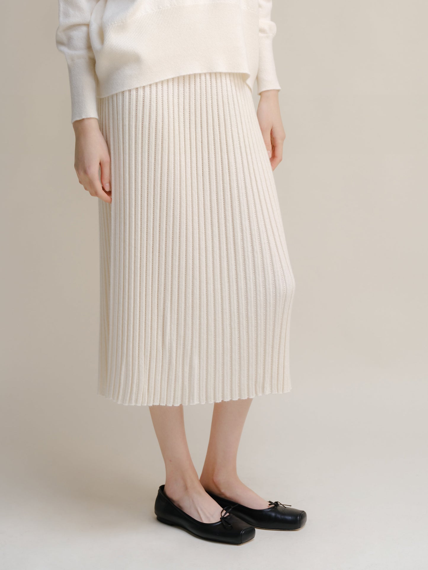 Cashmere Mix Perforated Skirt (3D-Knit)