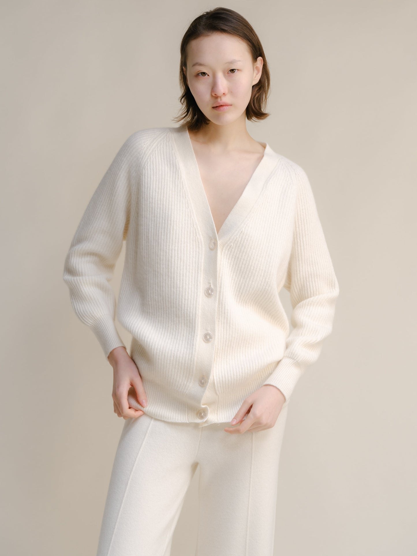Cashmere Mix Long Ribbed Cardigan