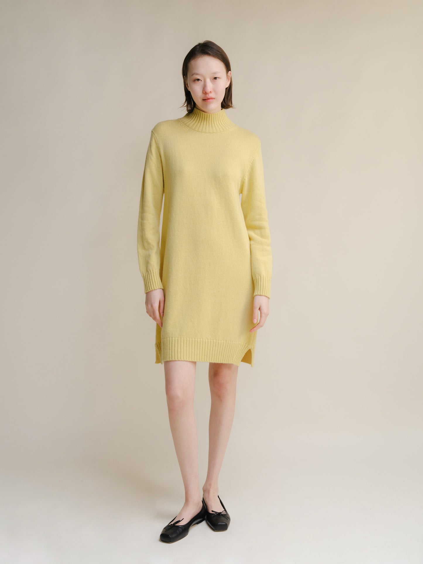 Cashmere Mix High Neck Midi Dress