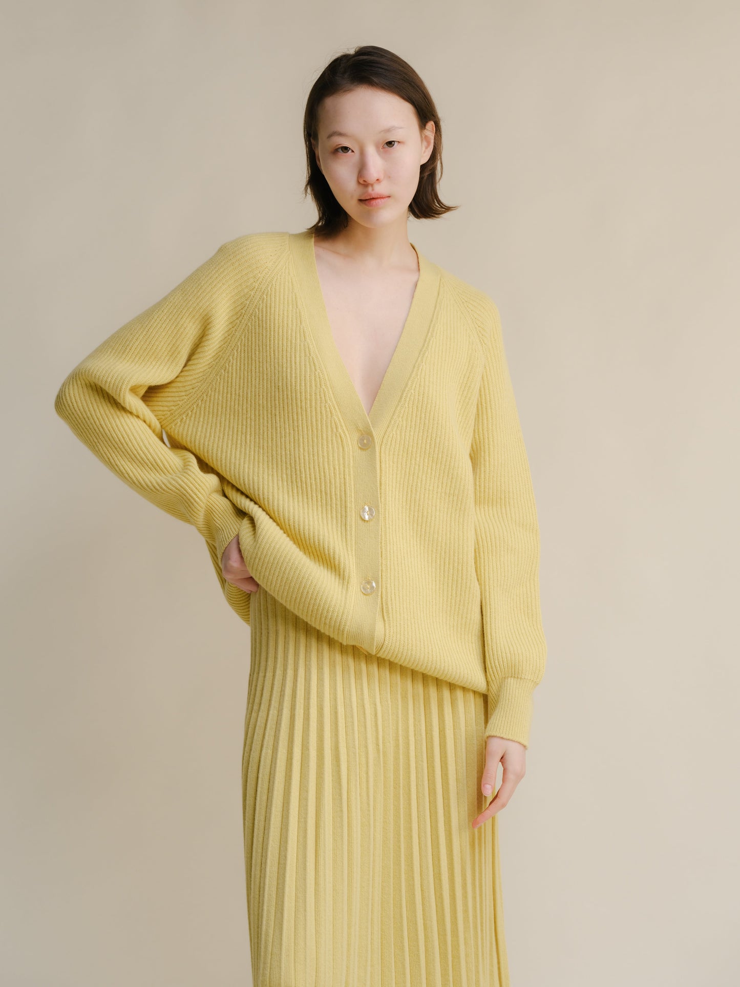 Cashmere Mix Long Ribbed Cardigan