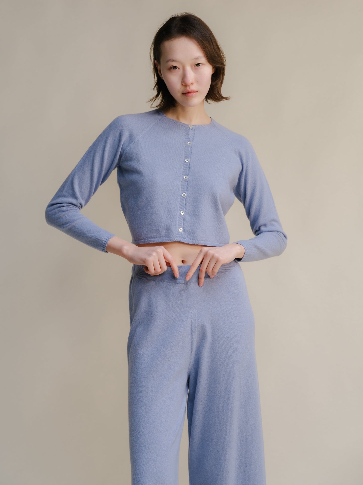 Cashmere Mix Cropped Cardigan (3D-Knit)