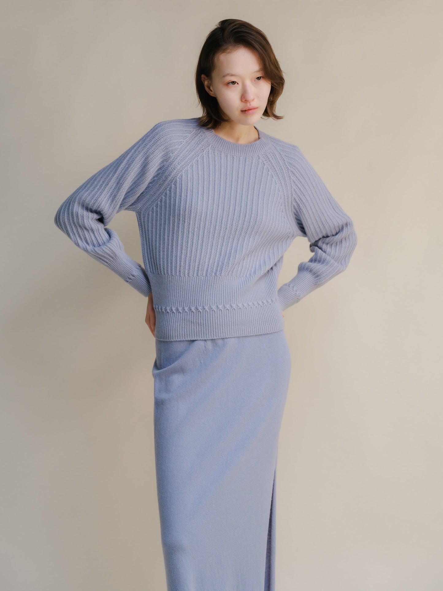 Cashmere Mix Crewneck Raglan Sweater