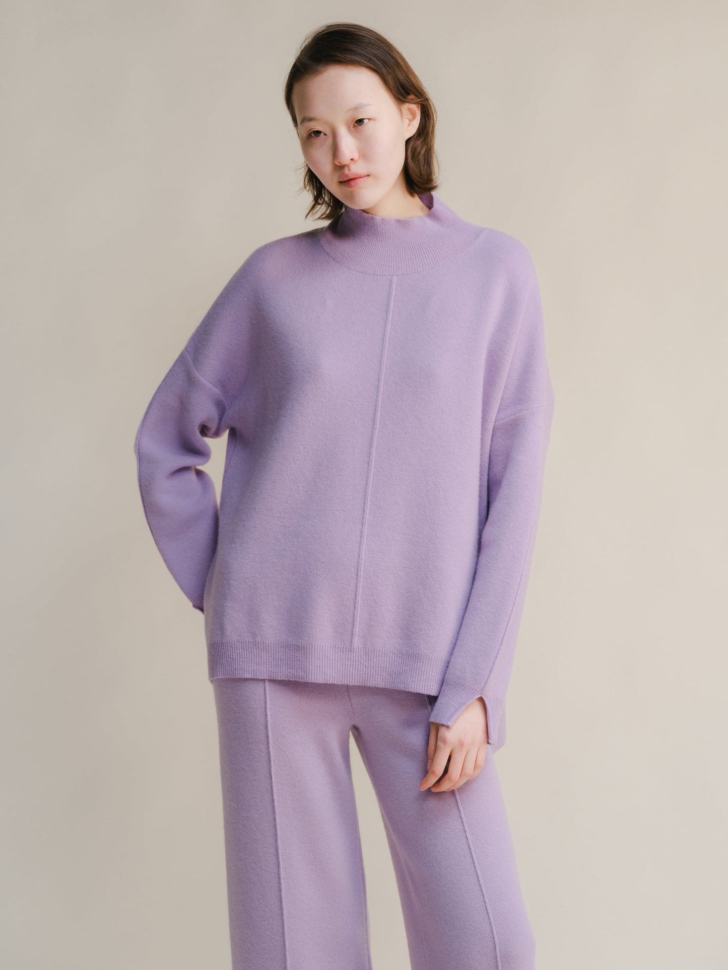 Cashmere Mix Solid Maxi Turtleneck Sweater
