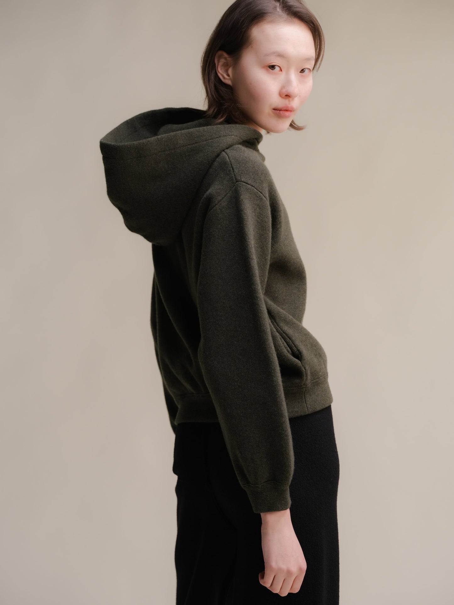 Lambswool Cropped Hoodie