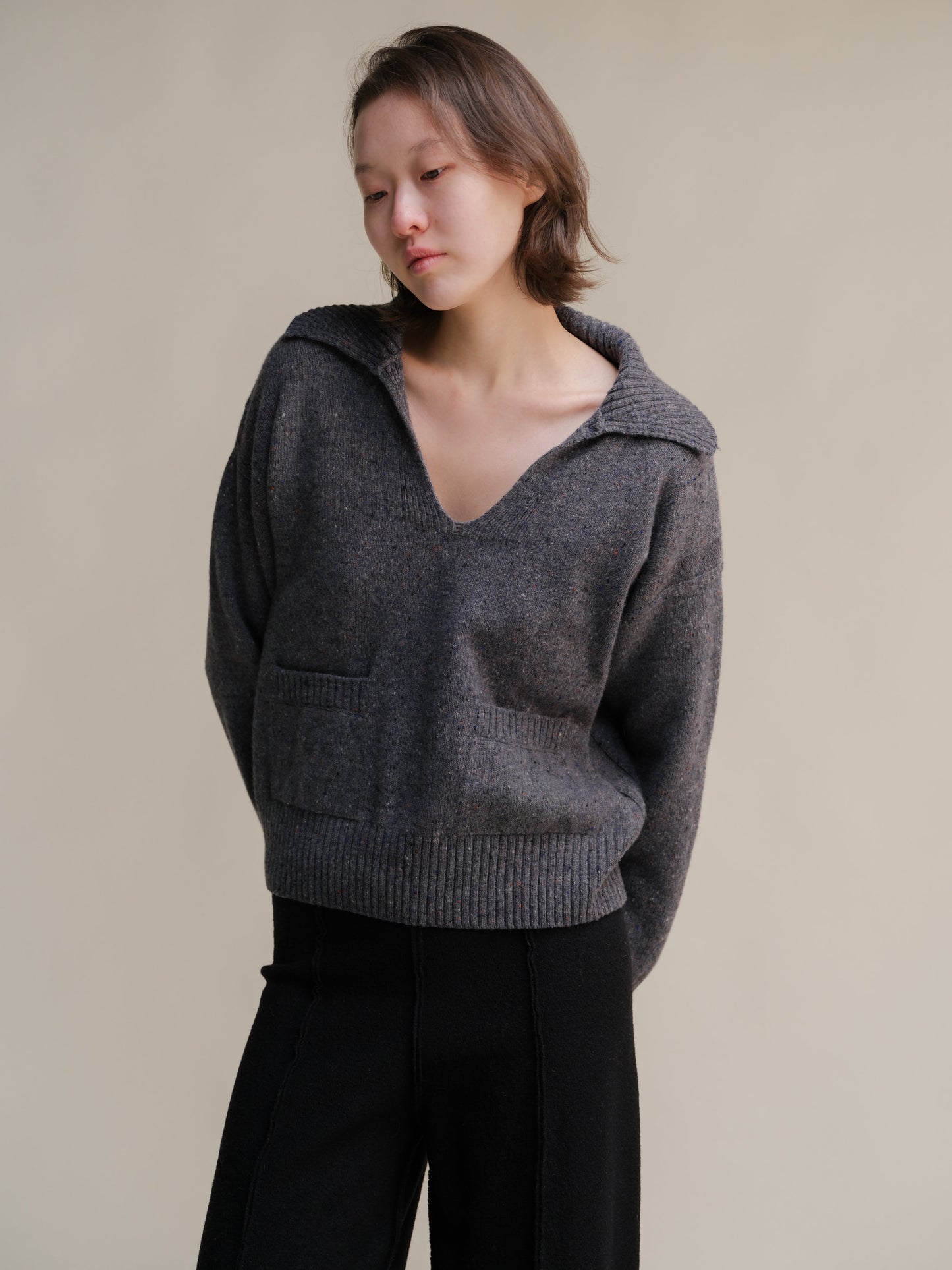 Tweed Oversized Polo with Pockets