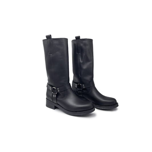 Stivale MAYA in Vera Pelle Nero con cavigliera