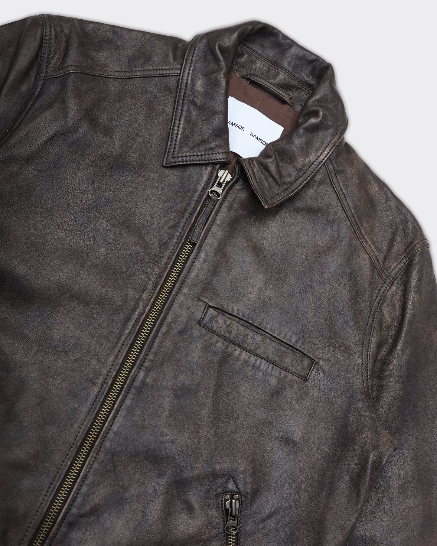 Giacca In Pelle Sacliff Washed Brown