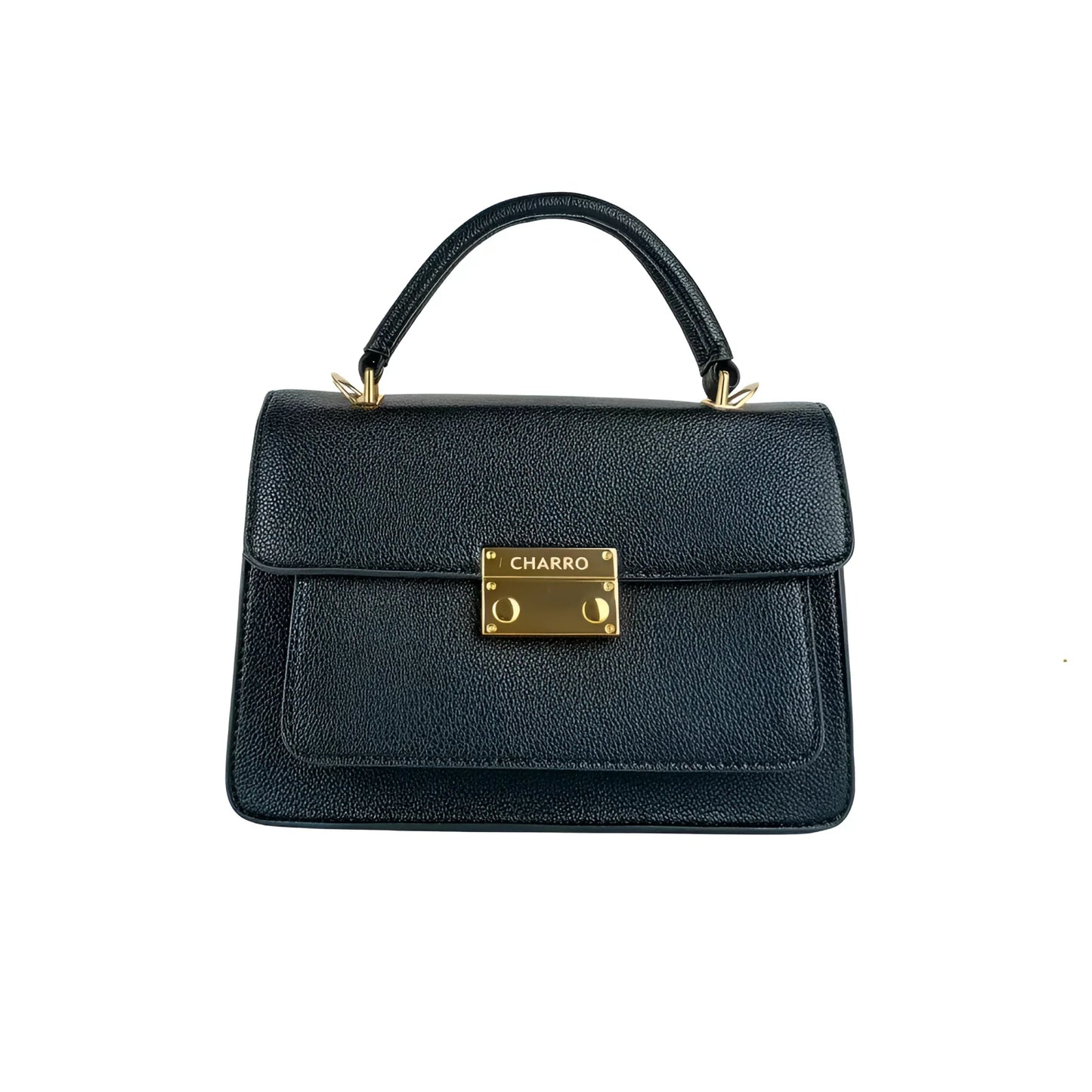 Leather handbag Charro black with shoulder strap MS-9399