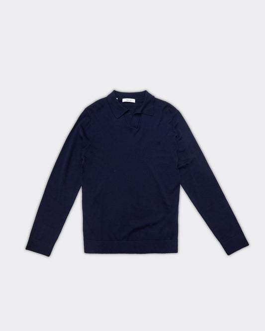 Polo Tray Knit Merino Blu