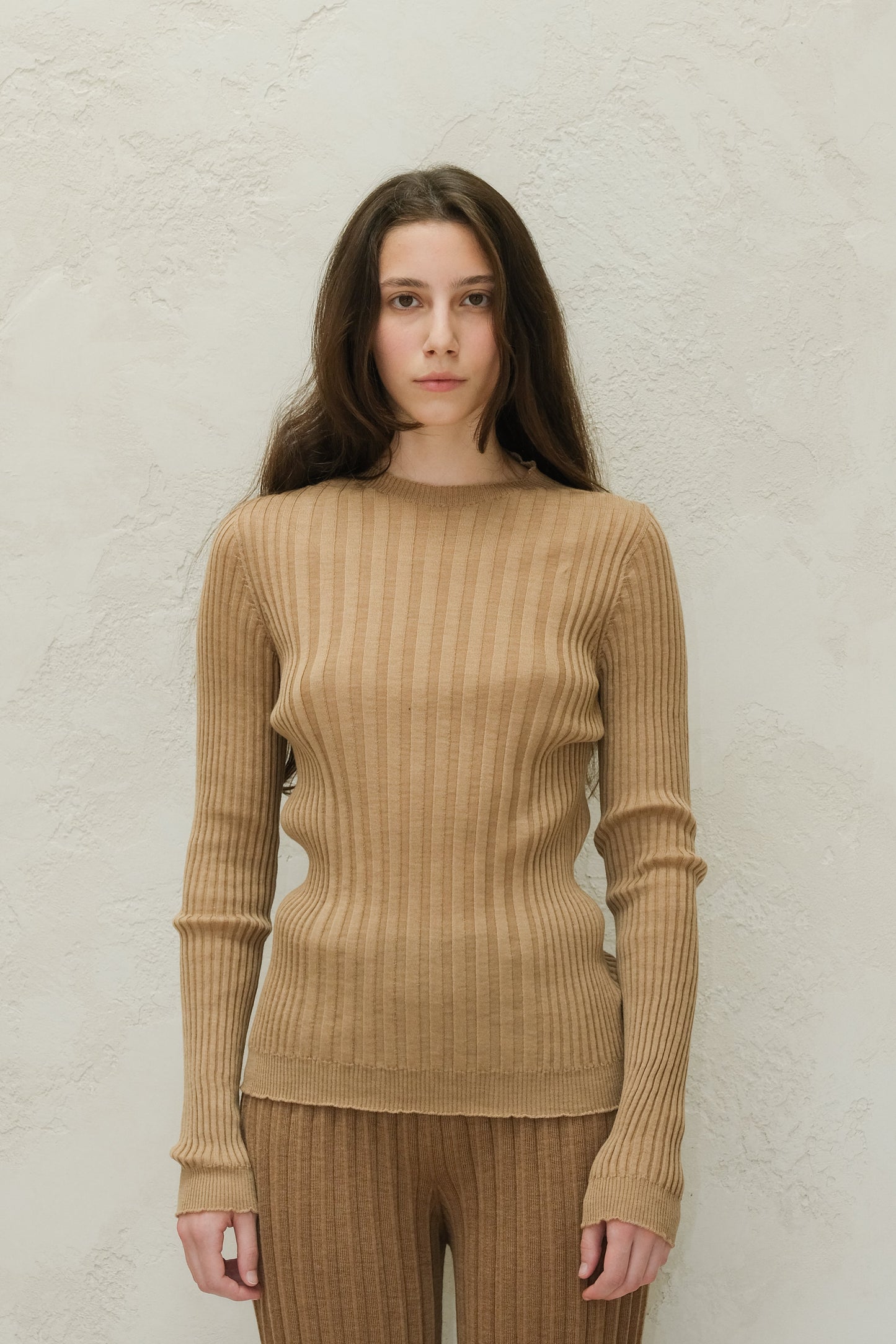 Extra Fine Merino Wool Ribbed Crew Neck (3D-Knit)