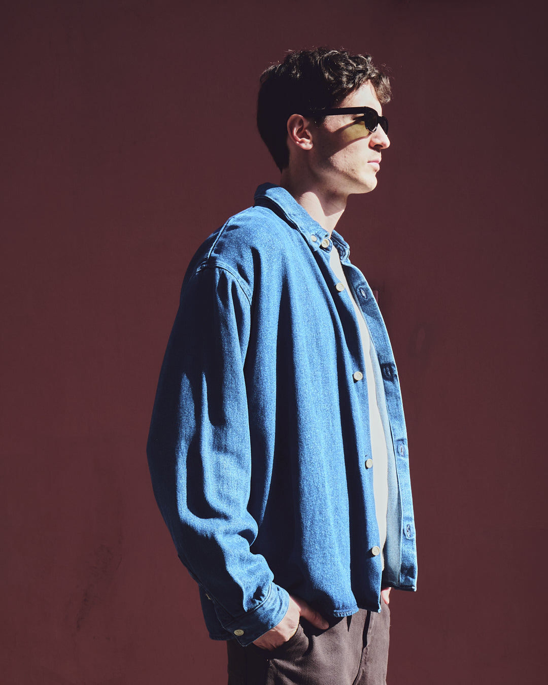 Camicia Maza Tencel Denim Blu