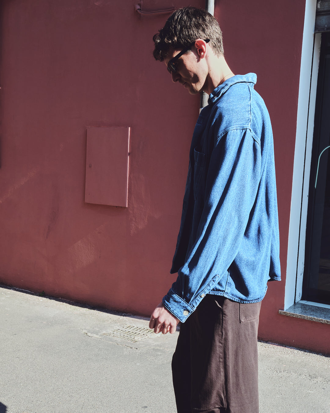 Camicia Maza Tencel Denim Blu