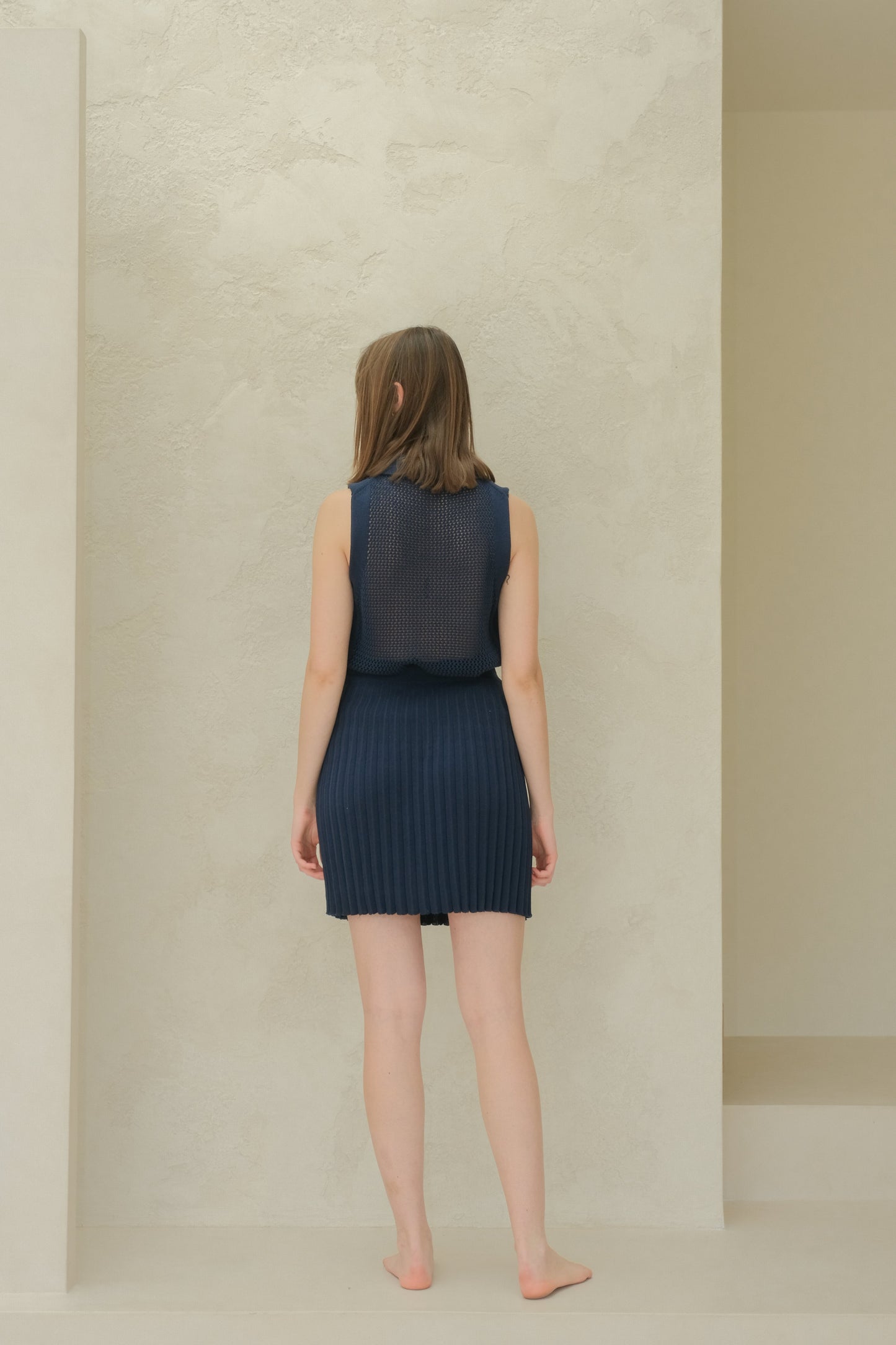 Fine Cotton Plissé Mini Skirt (3D-Knit)