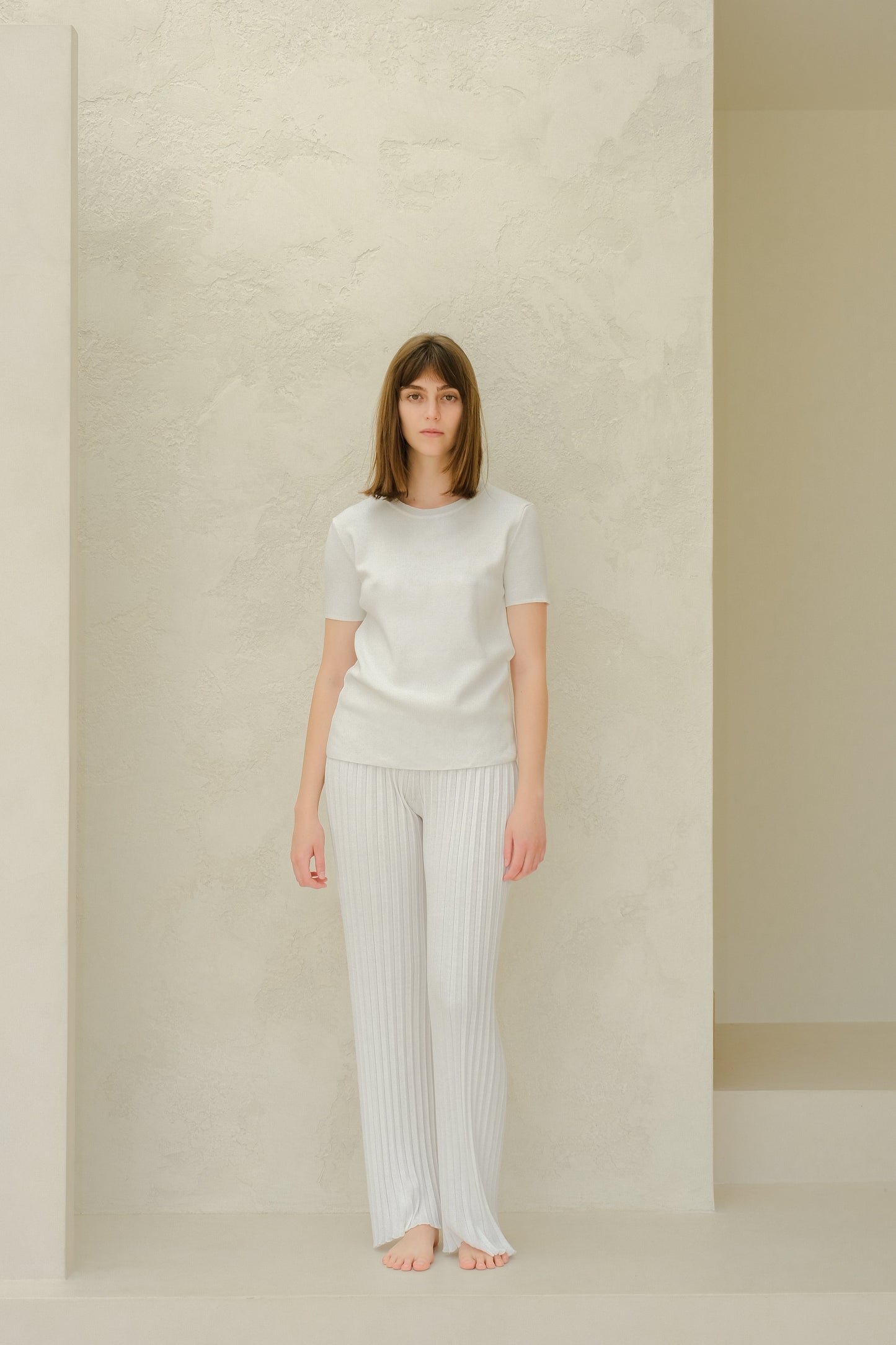 Fine Cotton Plissé Pants (3D-Knit)