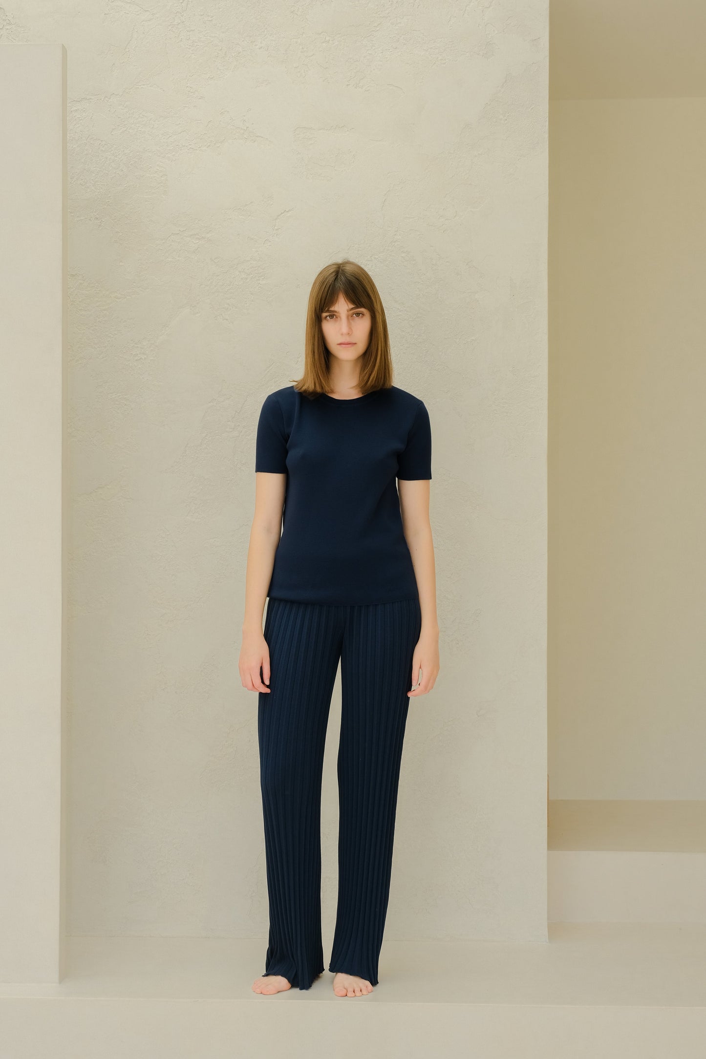 Fine Cotton Plissé Pants (3D-Knit)