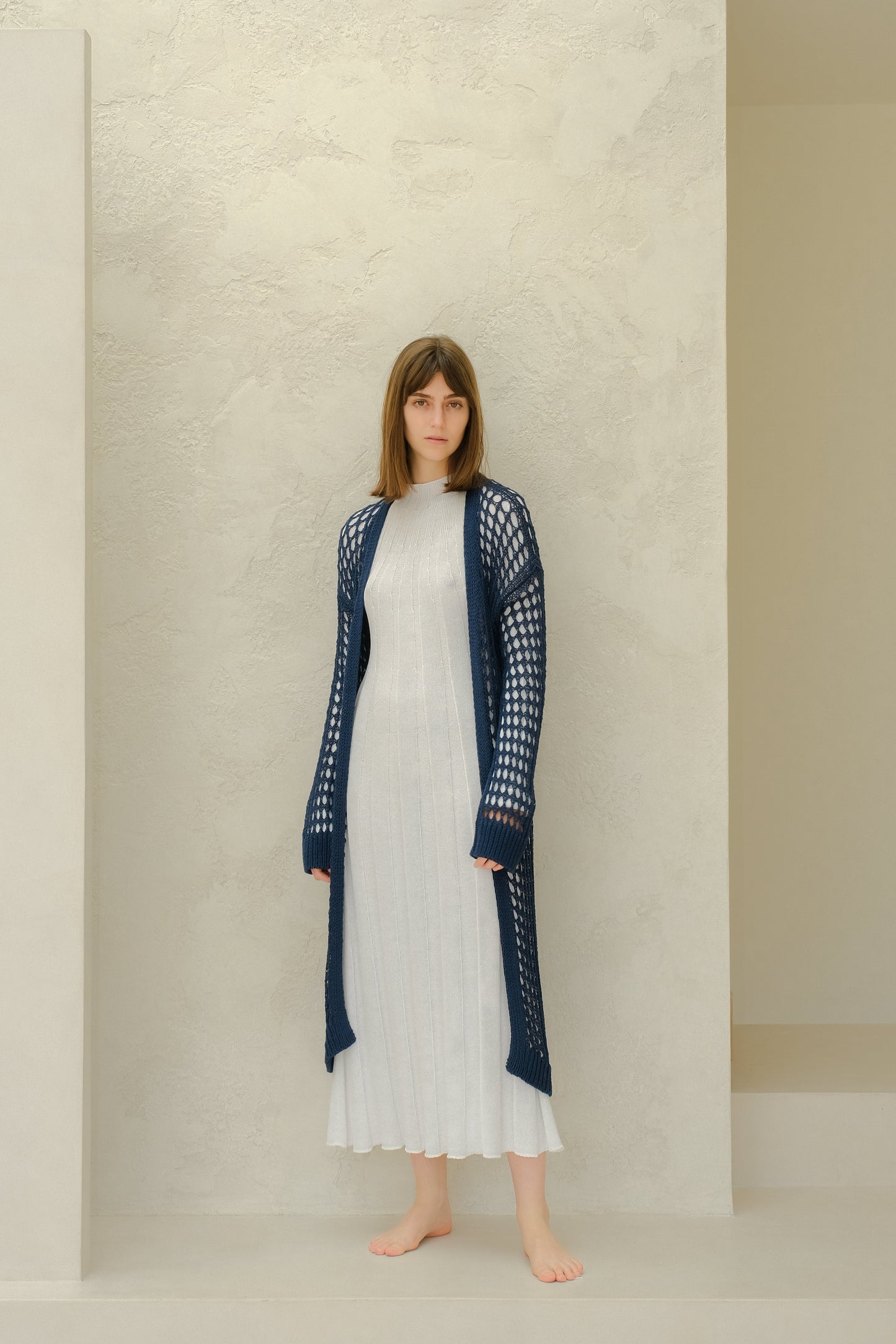 Fine Cotton Crochet Maxi Cardigan