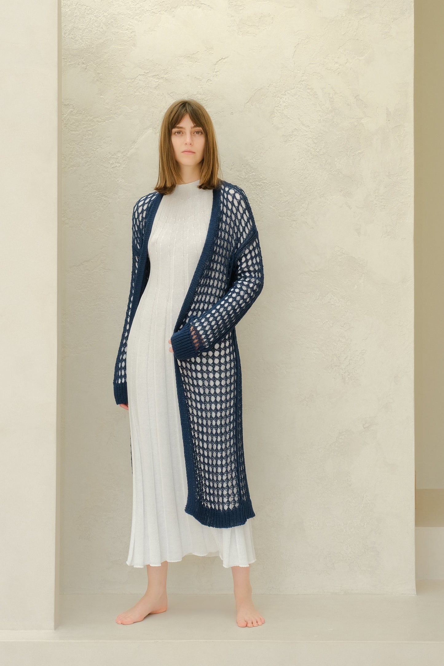 Fine Cotton Crochet Maxi Cardigan