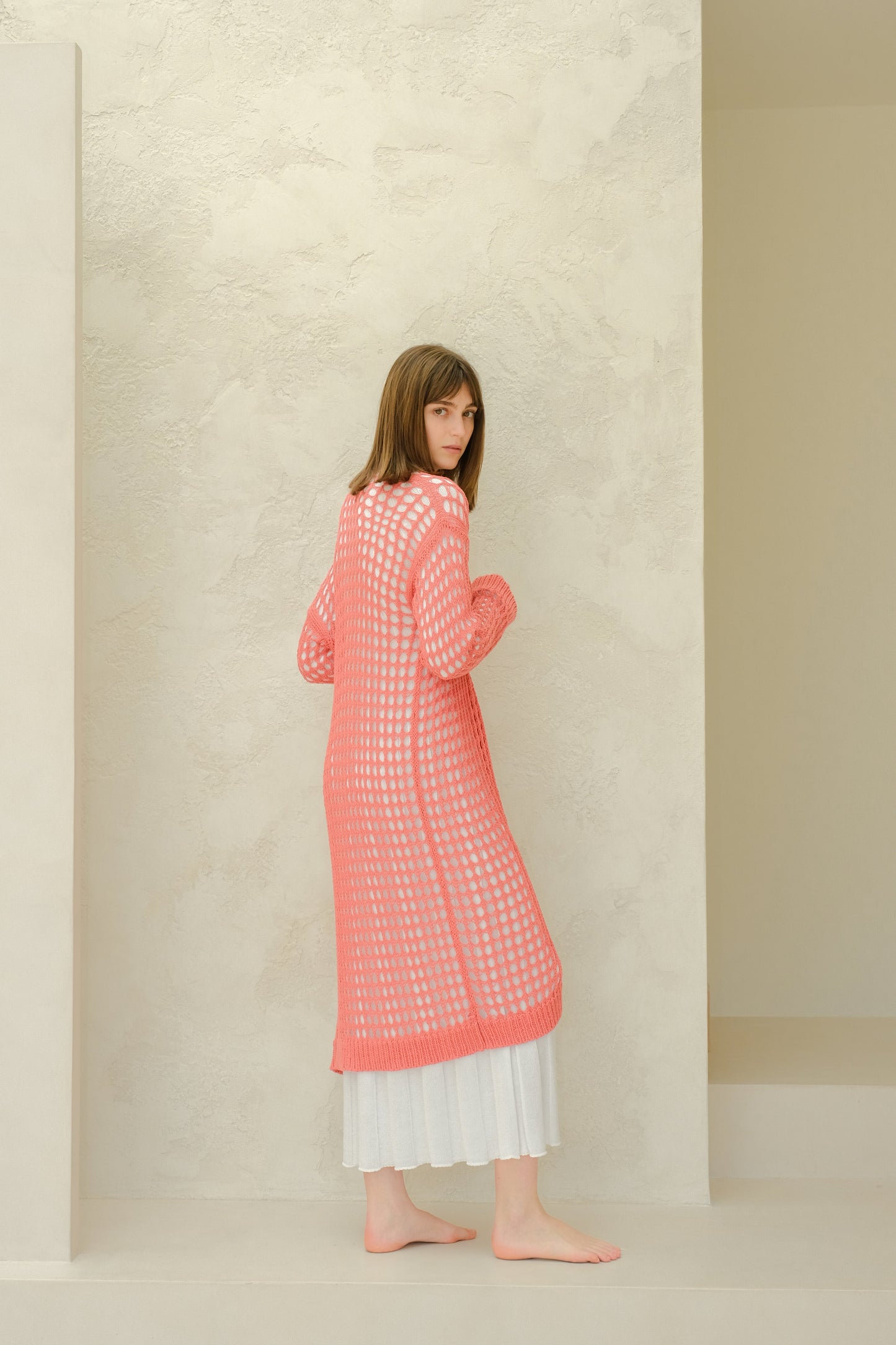 Fine Cotton Crochet Maxi Cardigan