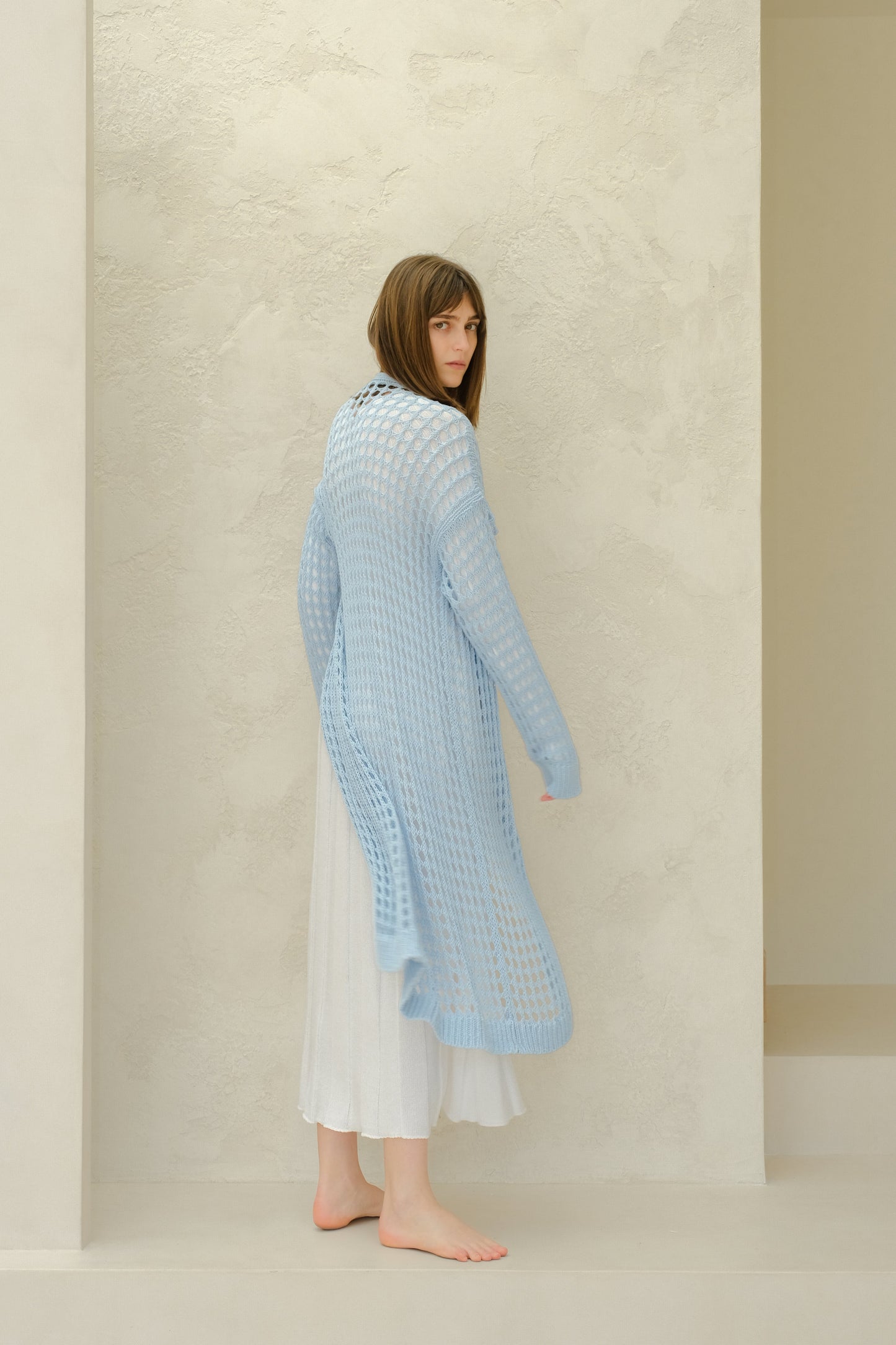 Fine Cotton Crochet Maxi Cardigan