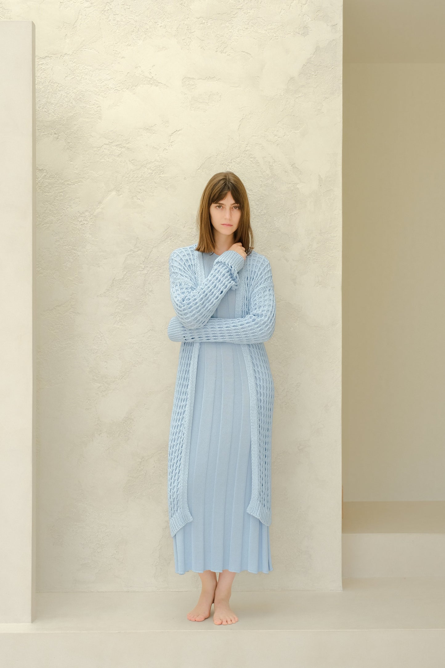 Fine Cotton Crochet Maxi Cardigan