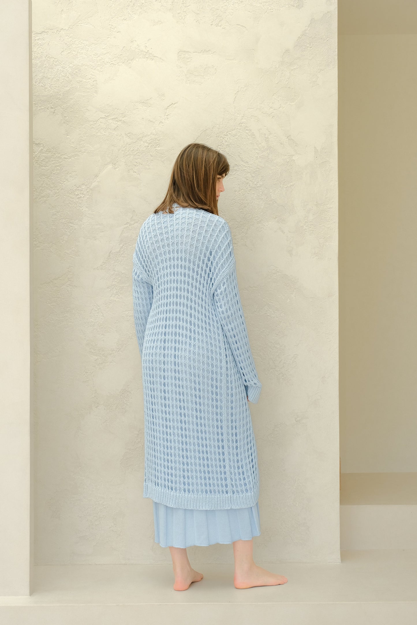 Fine Cotton Crochet Maxi Cardigan