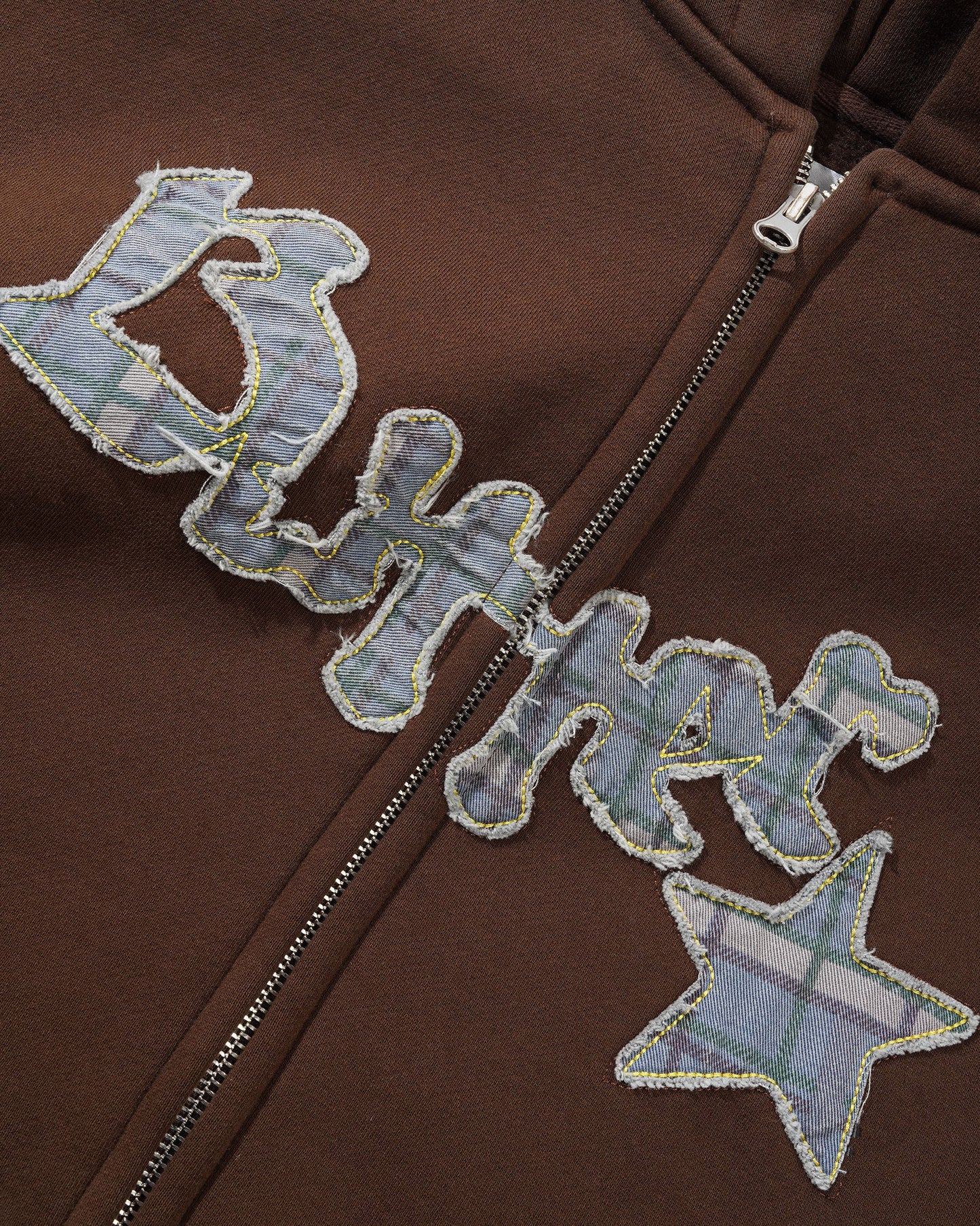 Felpa Edge Applique Zip-Thru Marrone