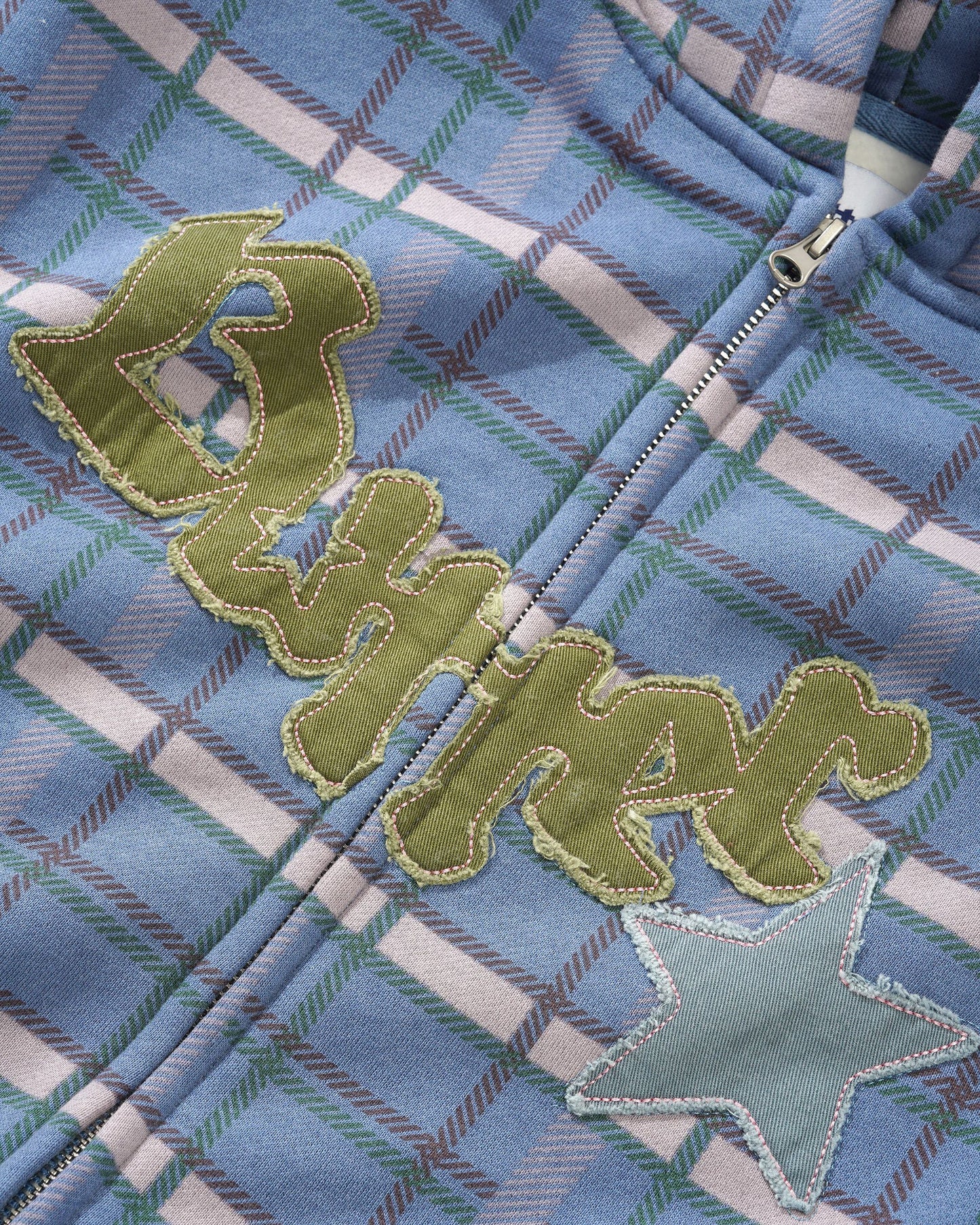 Felpa Edge Applique Zip-Thru Plaid