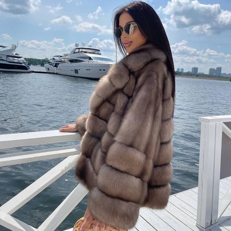 Natural Brown Fox Fur Coat