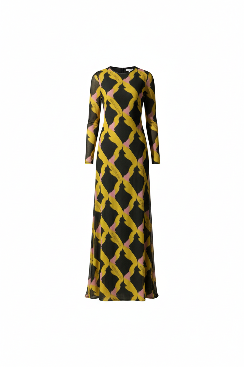 Riviera Diamanté Long Mesh Resort Dress