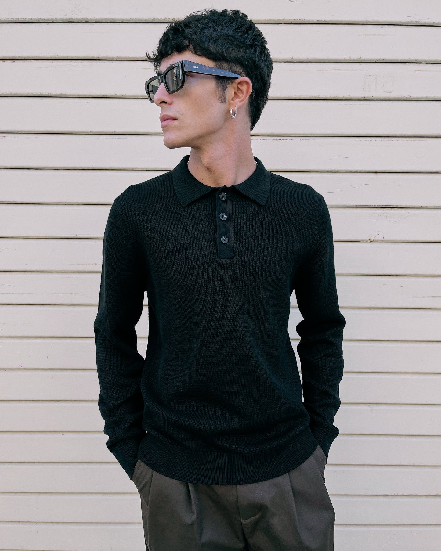 Polo Dane Knit Structure Nera