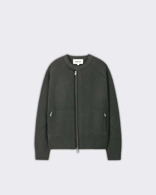 Maglione Knitted Zip-Up Merino Antracite