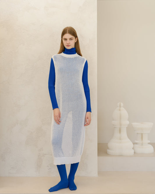 Fine Cotton Sleeveless Crochet Dress (3D-Knit)