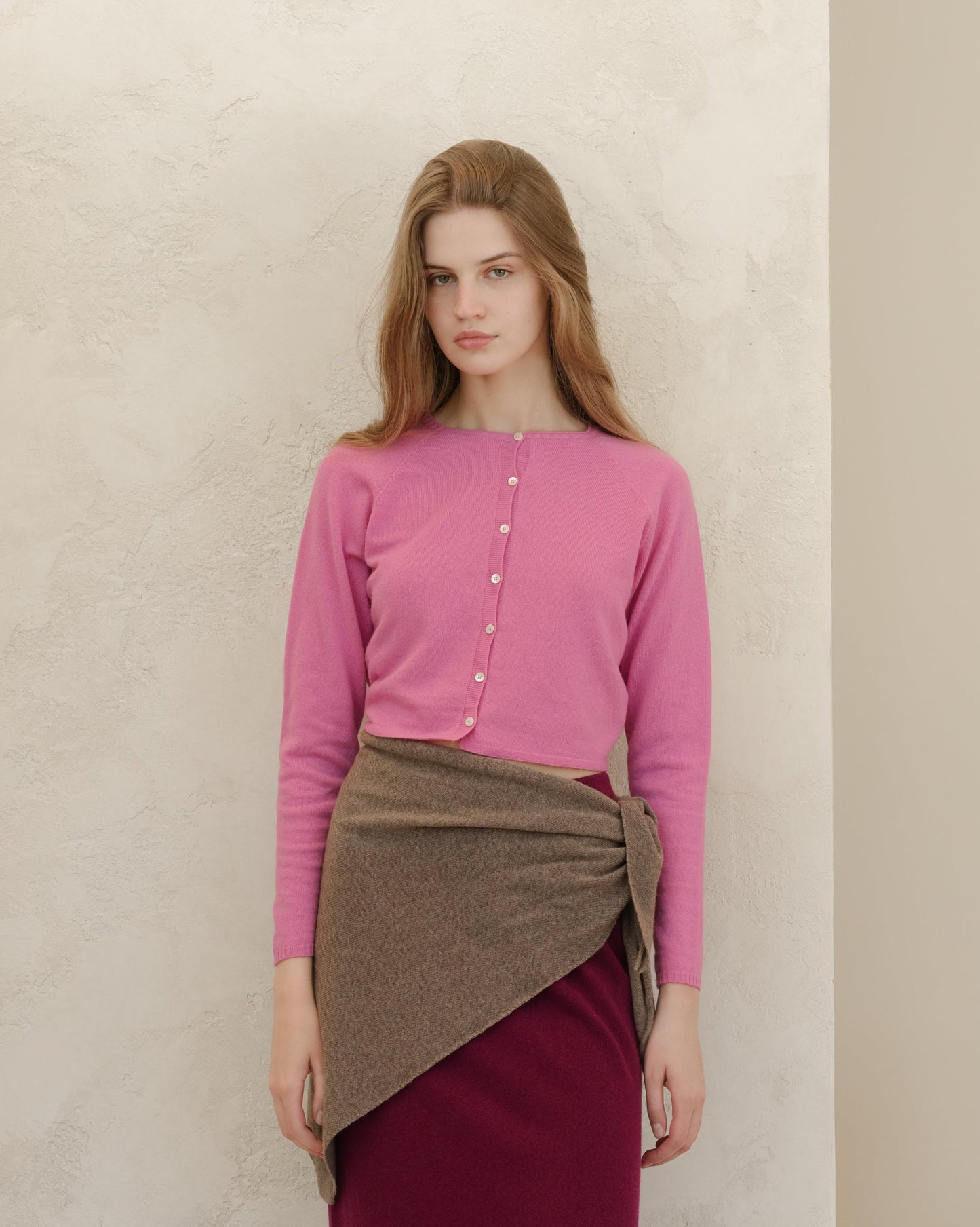 Cashmere Mix Cropped Cardigan (3D-Knit)