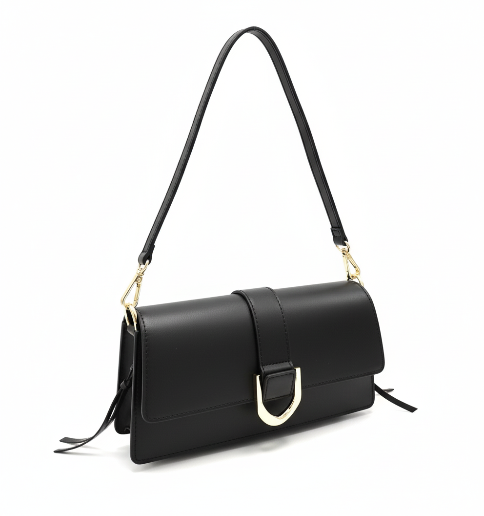 Livorno – Italian Leather Shoulder Bag – Black