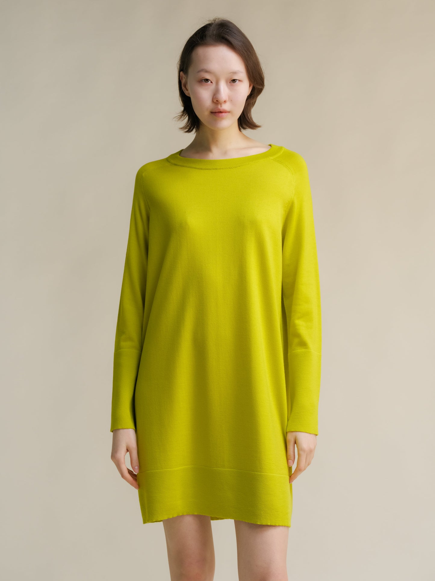 Extra Fine Merino Wool Crewneck Midi Dress