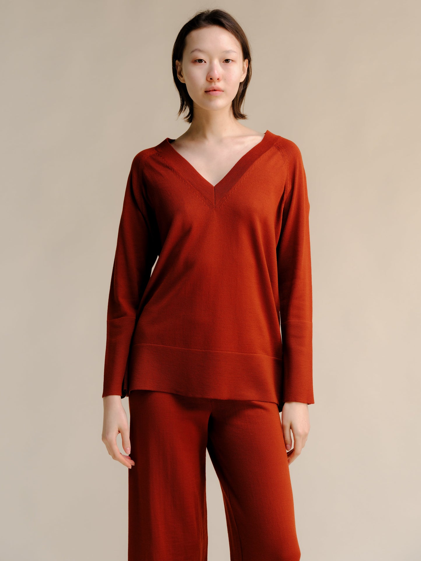 Extra Fine Merino V Neck Maxi Sweater