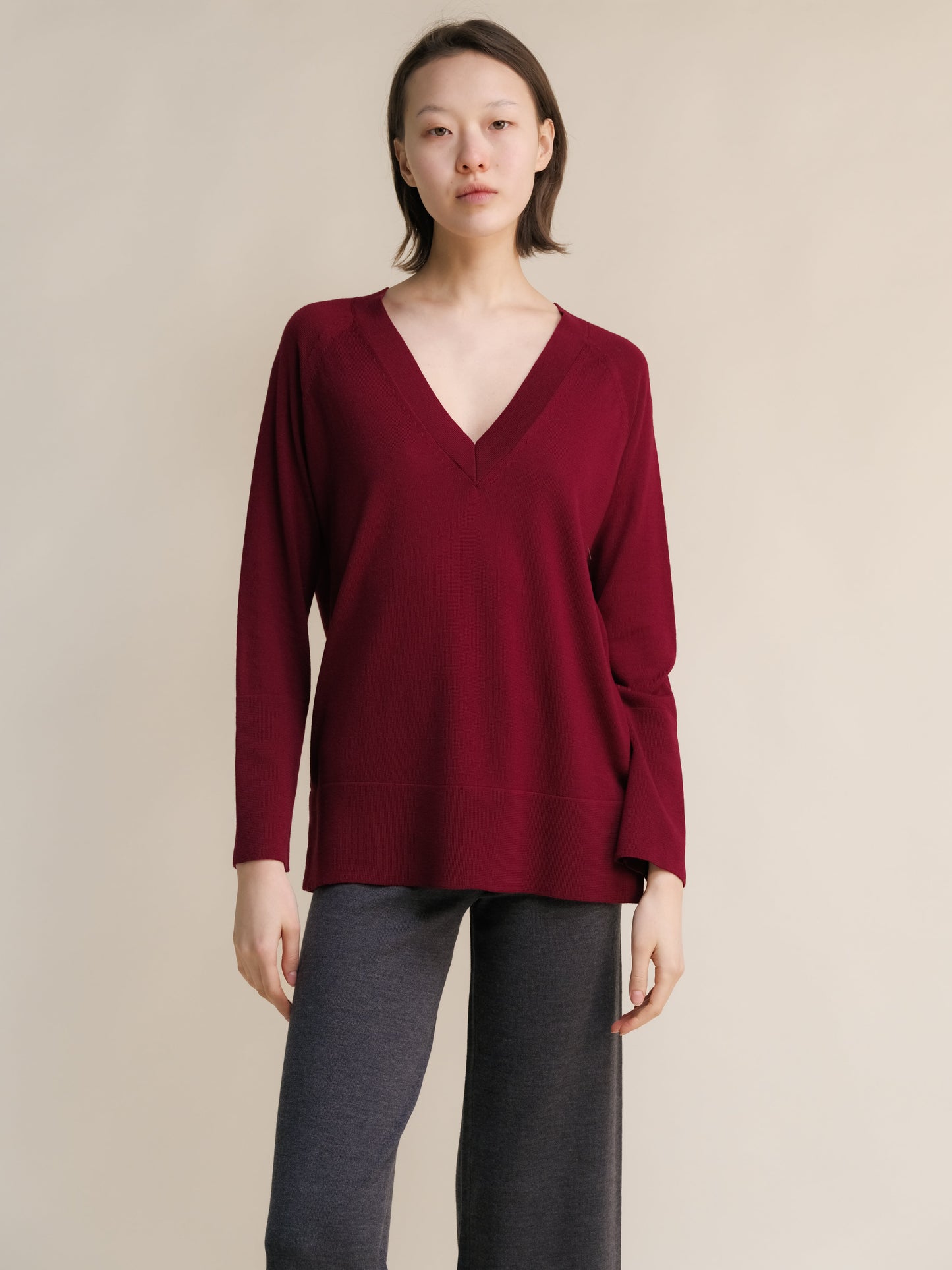 Extra Fine Merino V Neck Maxi Sweater