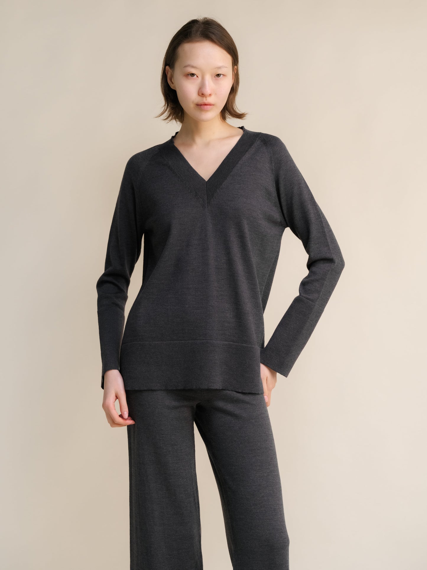 Extra Fine Merino V Neck Maxi Sweater