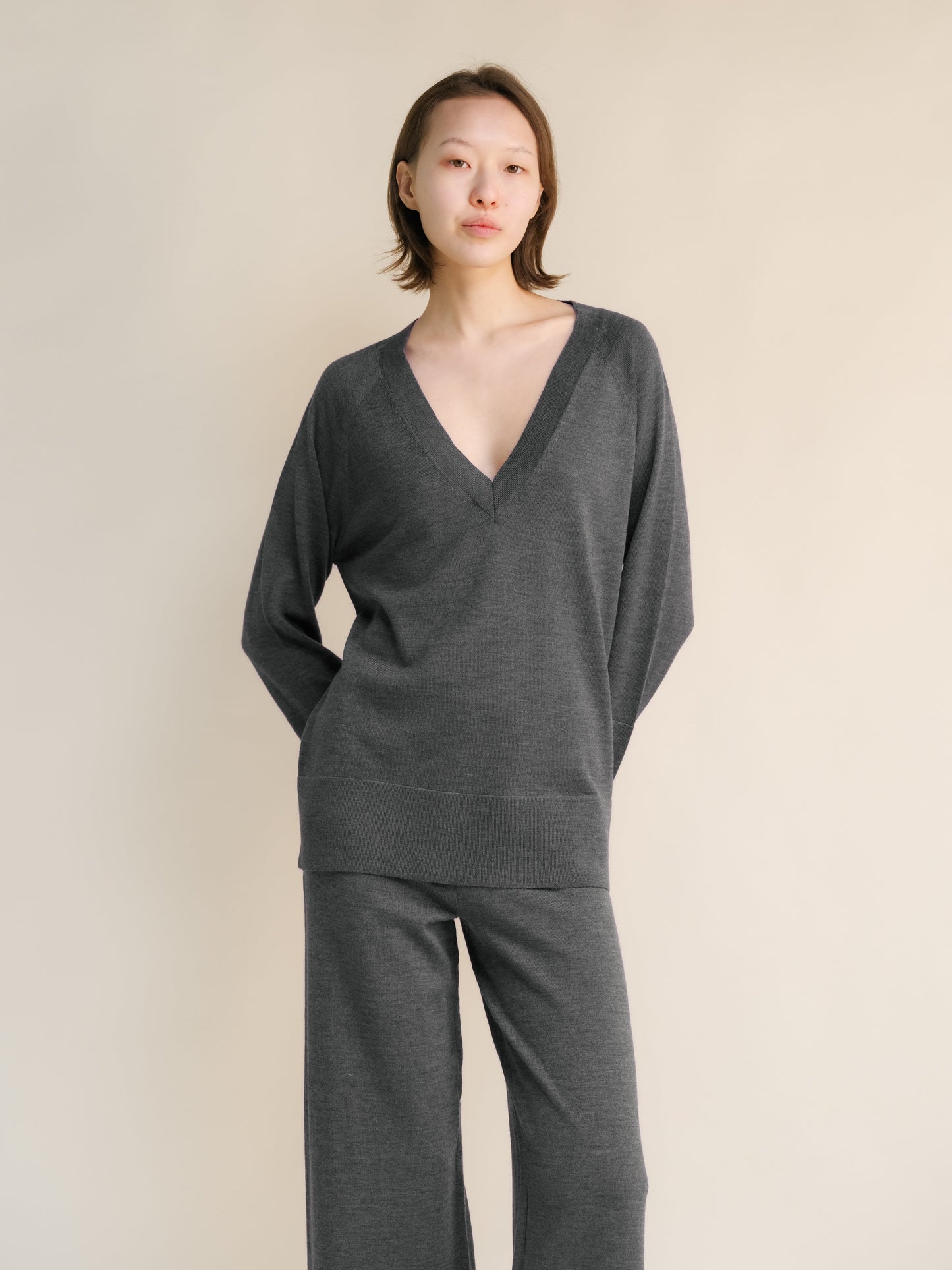 Extra Fine Merino V Neck Maxi Sweater