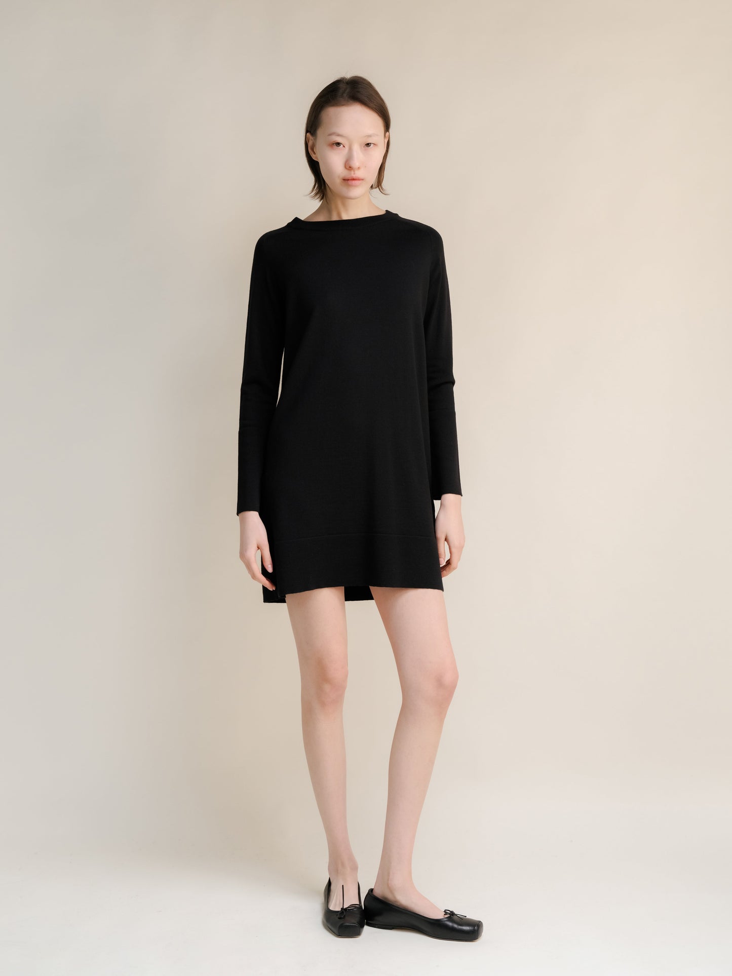 Extra Fine Merino Wool Crewneck Midi Dress