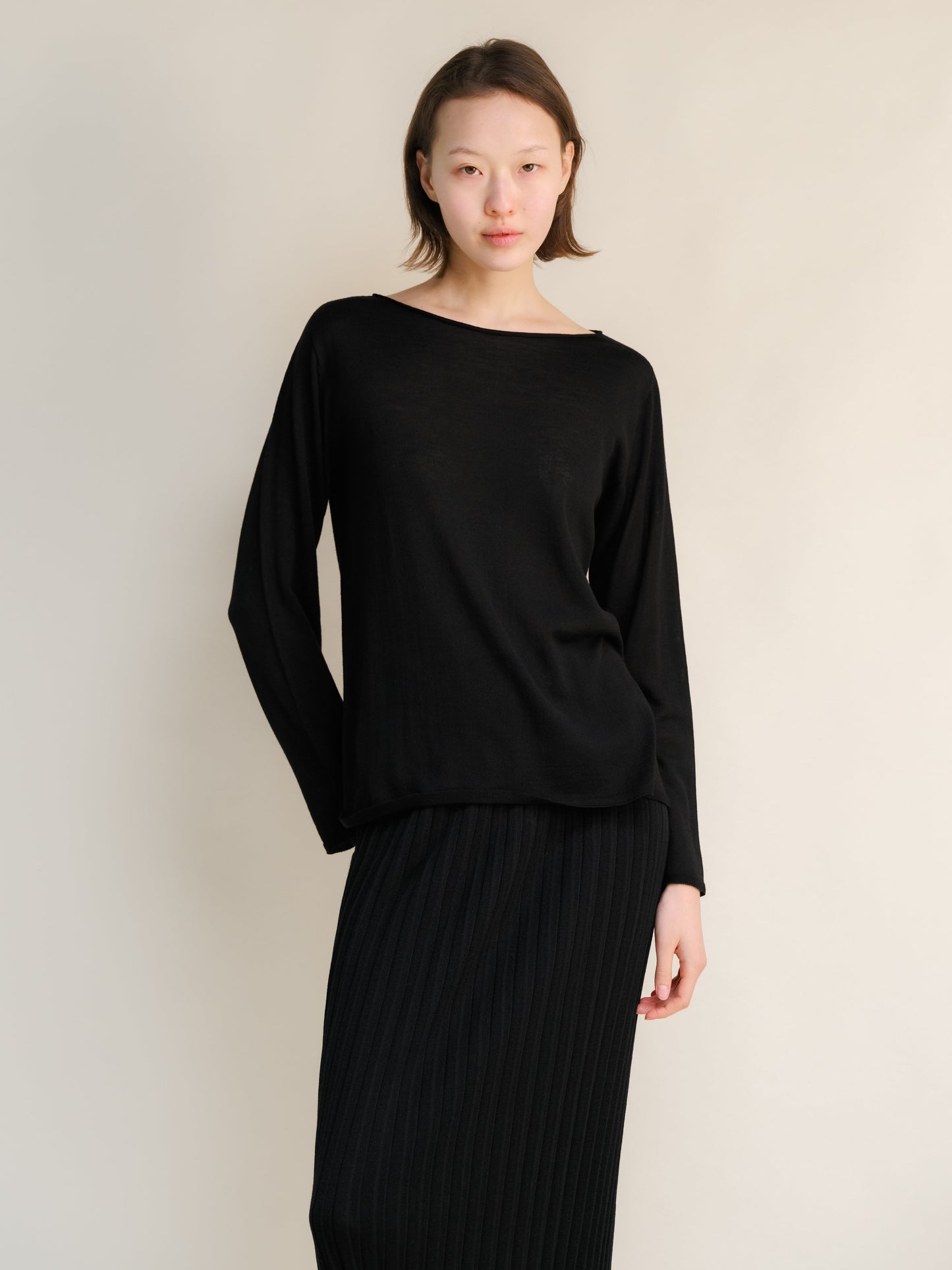 Extra Fine Merino Wool Boatneck Sweater (3D-Knit)