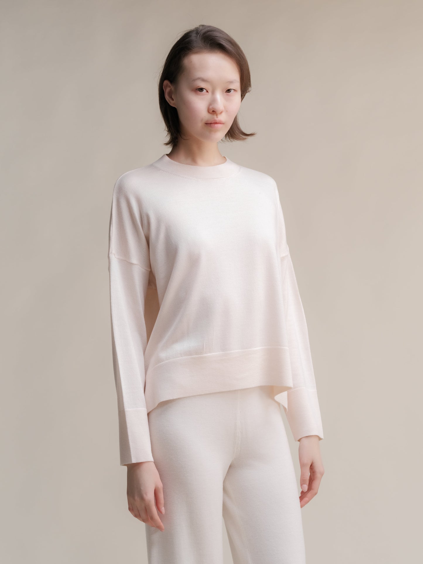 Extra Fine Merino Wool Oversized Crewneck Sweater 