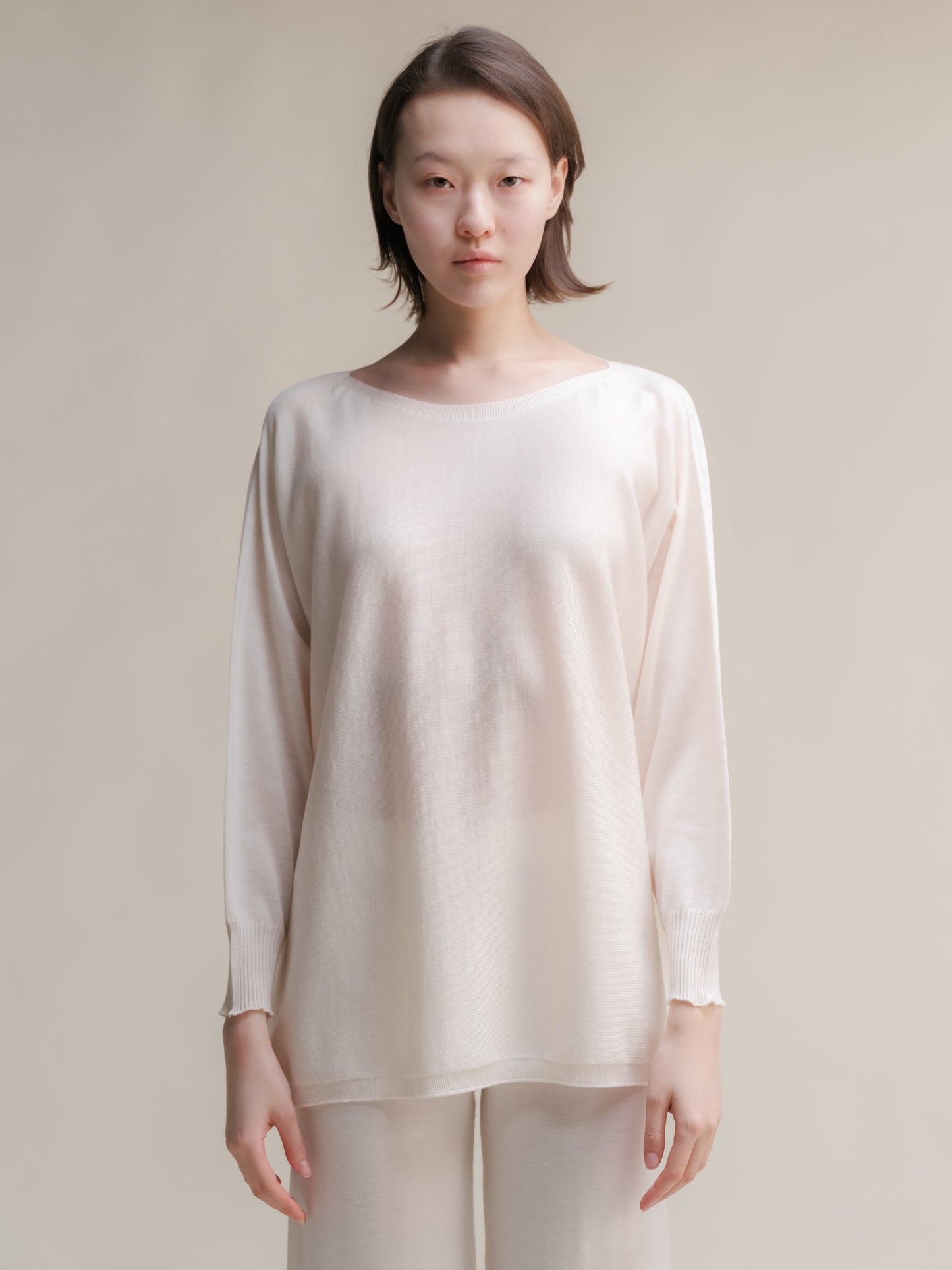 Extra Fine Merino Wool Boat Neck Oversized Sweater (3D-Knit)