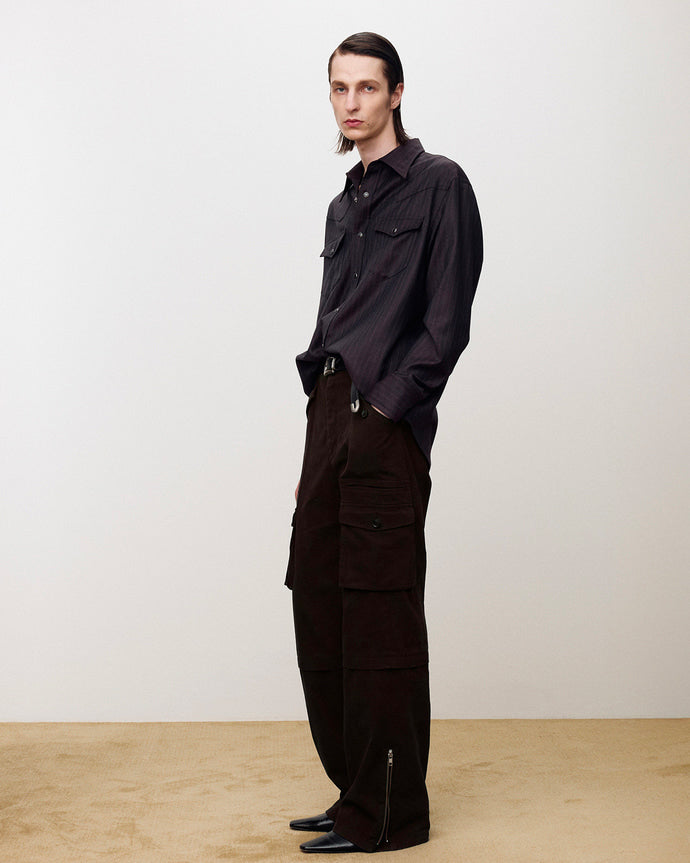 Pantaloni Utility Cargo Garment Washed Faded Marroni