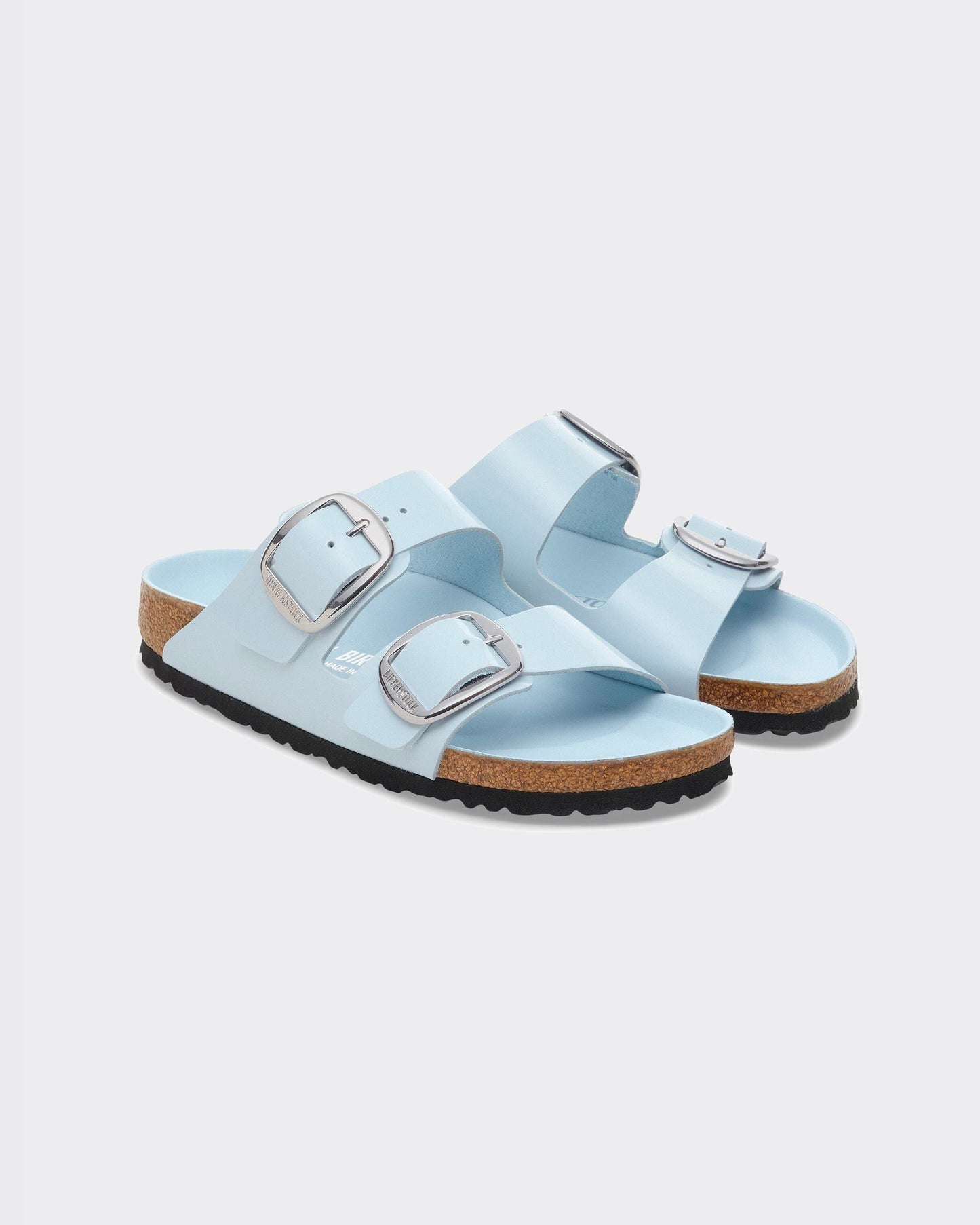 Ciabatta Arizona Big Buckle Shine Blue Natural Leather