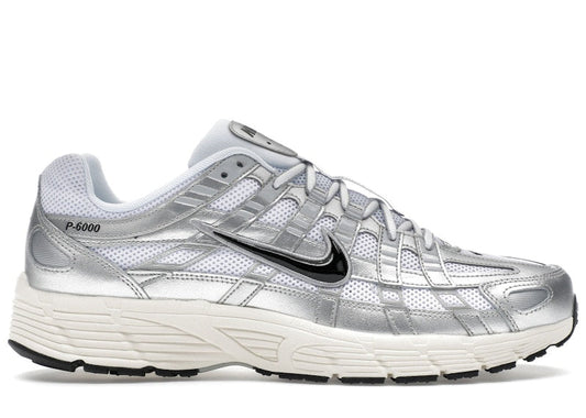 Nike P-6000 White Metallic Silver Flat Silver Black