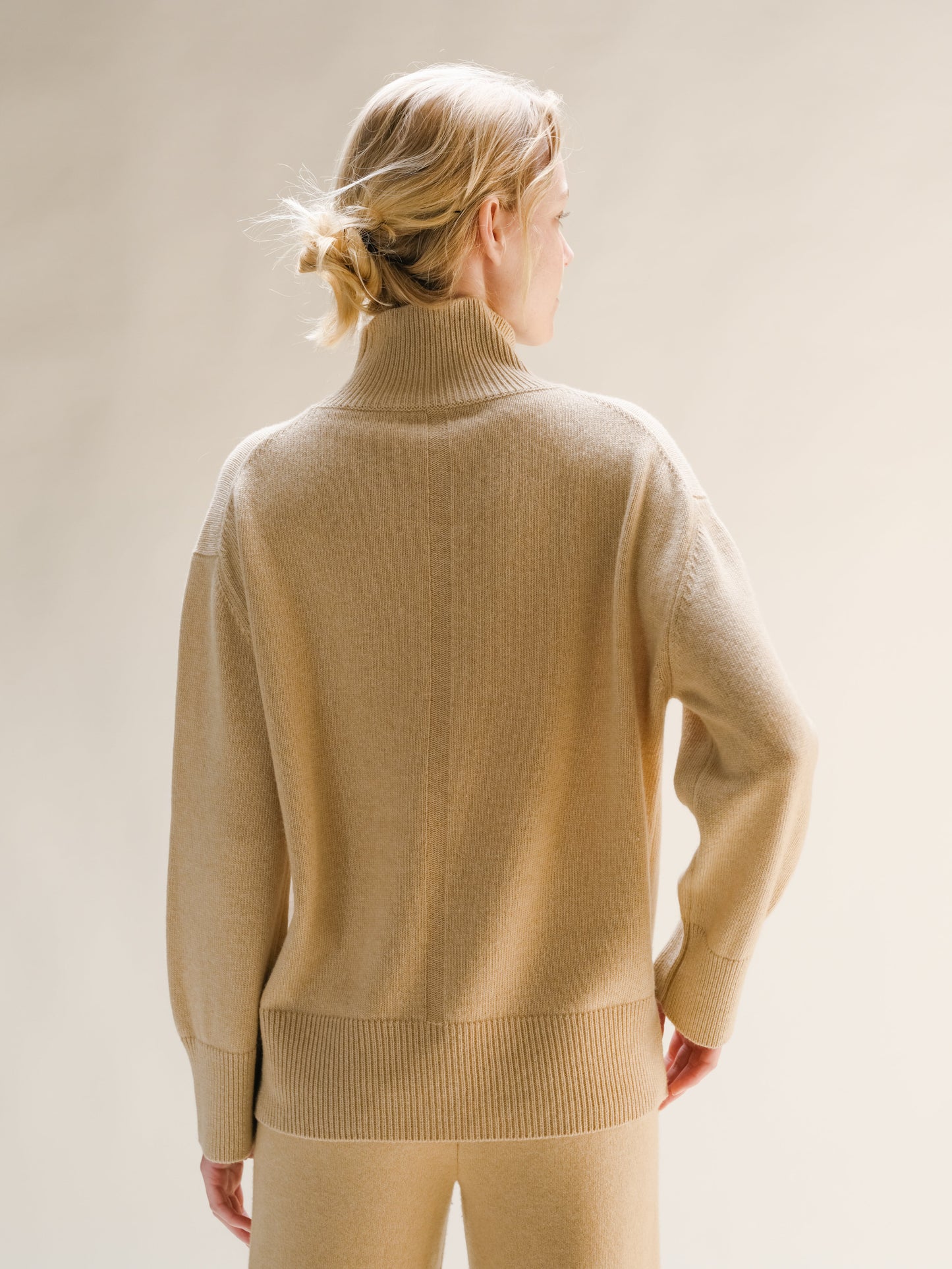 Cashmere Mix Long Turtleneck Sweater